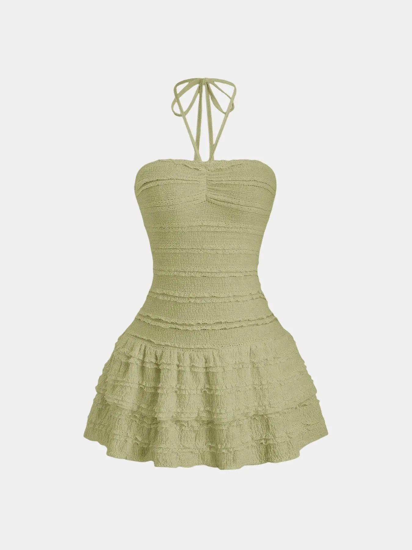 Mini jupe en tissu à haute élasticité pour femmes, couleur unie, décolleté dos nu, avec ourlet, Desi