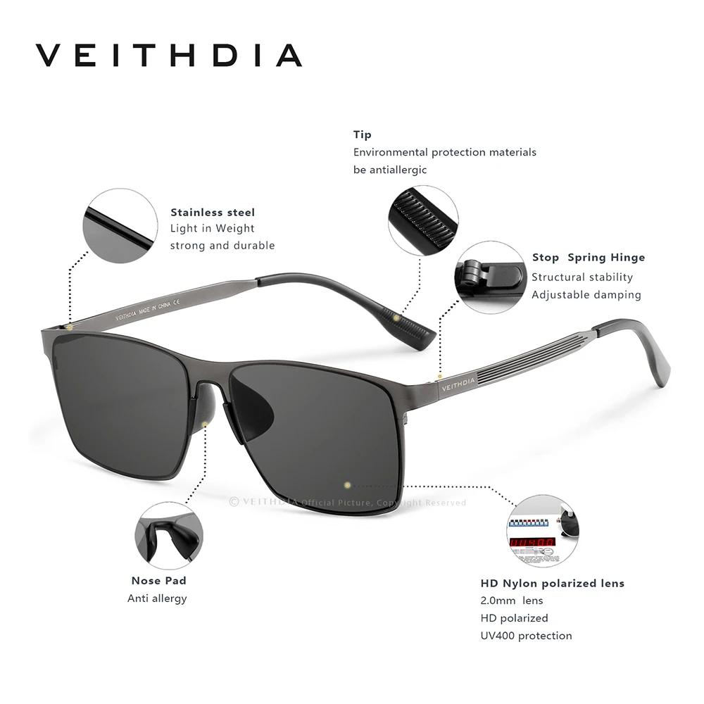 VEITHDIA-Lunettes de soleil polarisées en acier inoxydable pour homme, verres en nylon pour la condu