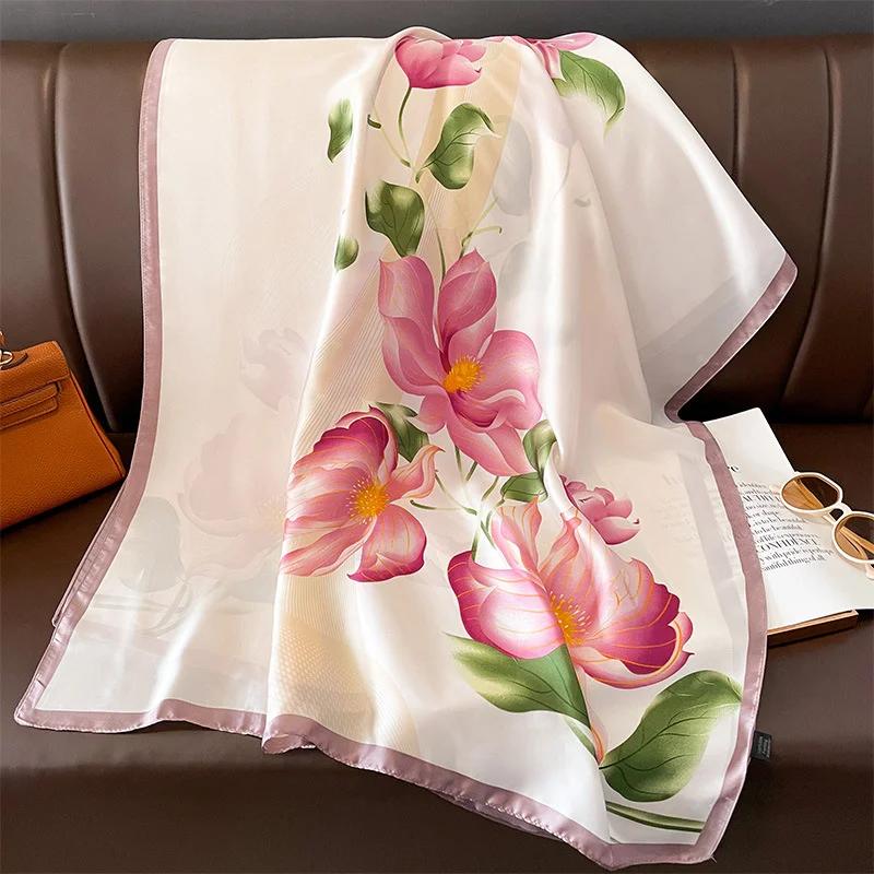 Femmes 180*90 cm mode belles foulards en soie douce femme dame châle Hijab Wrap Foulard Bandanna sil