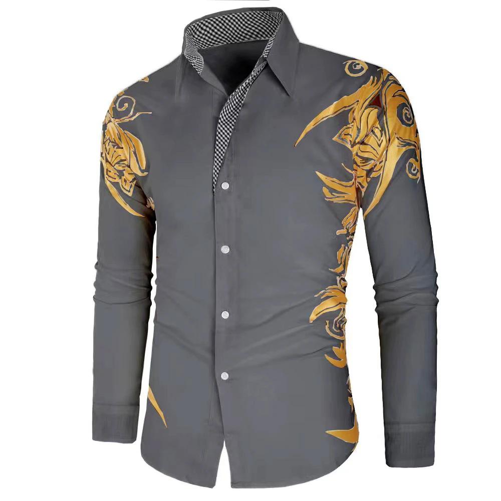 Chemise à manches longues pour hommes, chemise imprimée, mode, décontractée, haute qualité, élégante