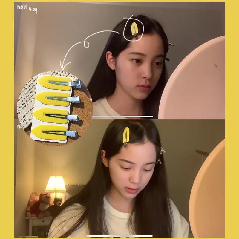 Pinces à cheveux sans couture, 4 pièces/ensemble, Barrette à frange latérale, maquillage, lavage du 