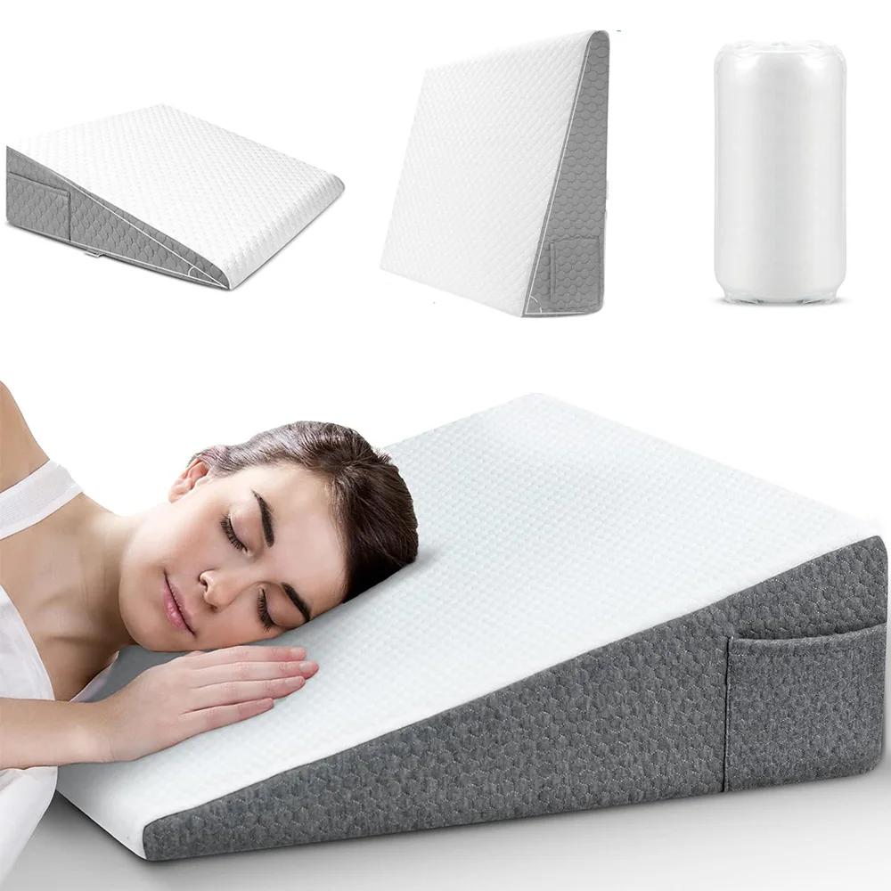 Oreiller compensé de lit pour dormir, dessus en mousse à mémoire de forme douce, cale d'oreiller tri