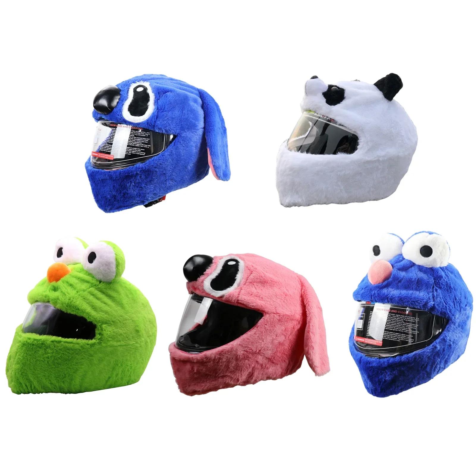 Housses de casque de moto, couverture de protection complète, en peluche, dessins animés amusants, p