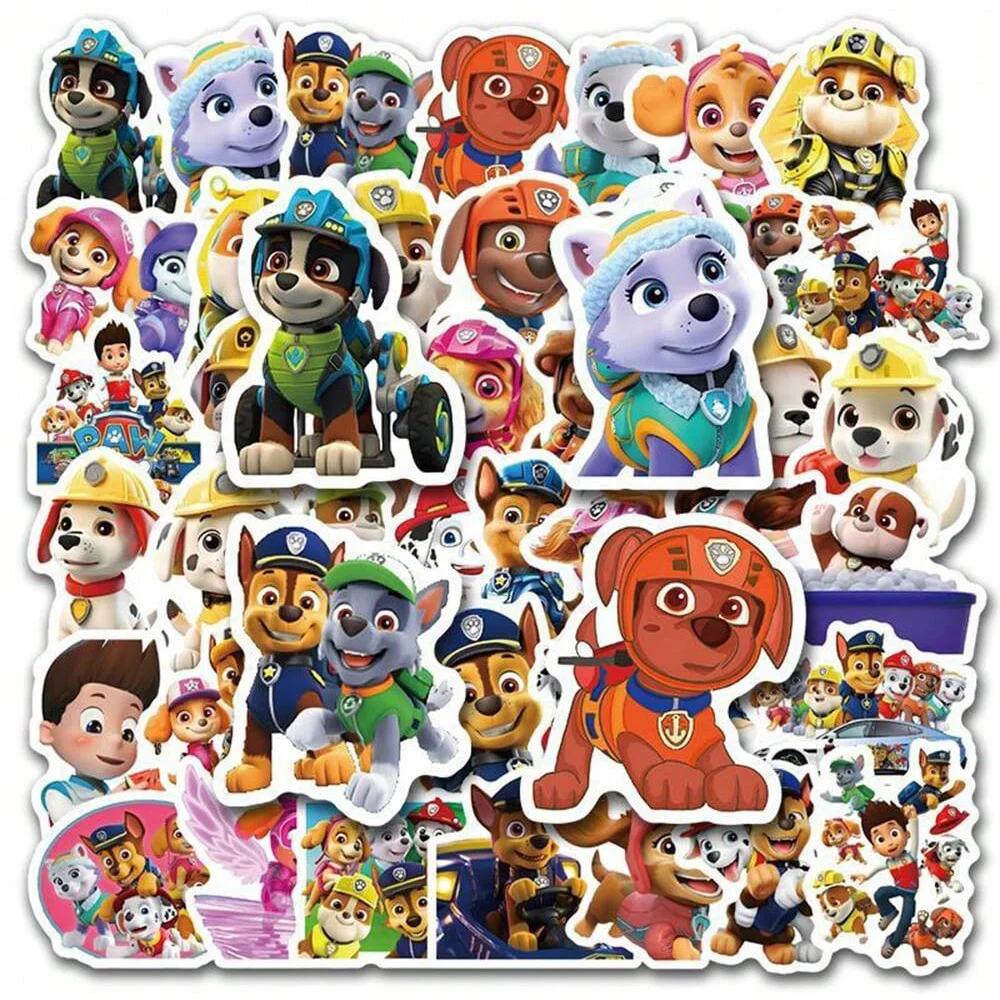 Autocollants de patrouille de patte, 80 pièces, autocollants de dessin animé en PVC, jouets de décor