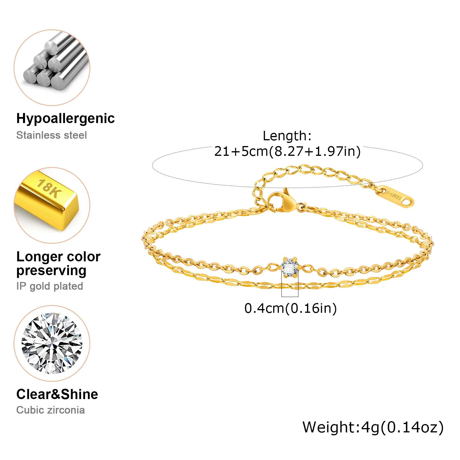 Bracelet de cheville superposé imperméable pour femmes, plaqué or réglable avec zircone, chaîne de p