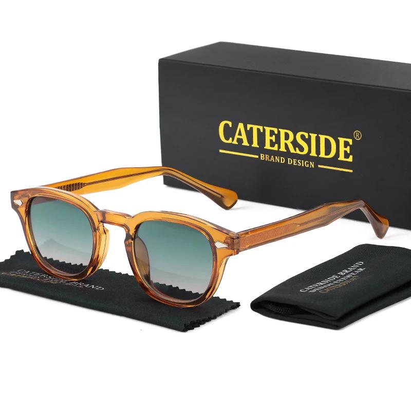 CATERSIDE rétro rond hommes lunettes de soleil Punk acide propionique broche Temple luxe lunettes de