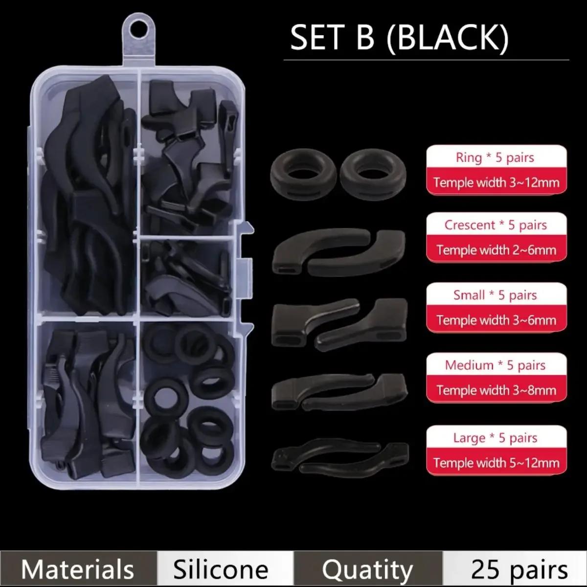 25 paires de supports de lunettes antidérapants en Silicone de qualité supérieure, crochets de poign