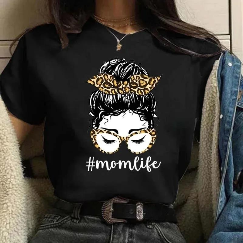 Momlife – t-shirt manches courtes col rond femme, ample, tête de mort, imprimé léopard