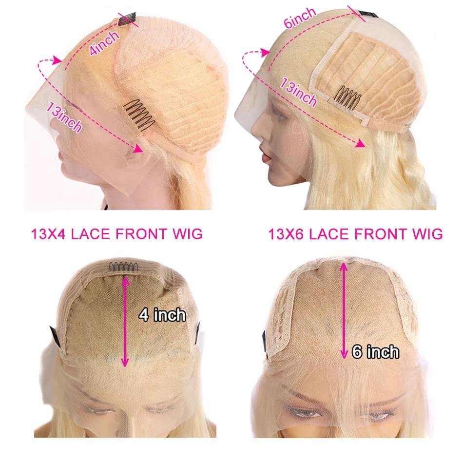 13x6 HD Transparent 613 Blonde dentelle frontale perruques de cheveux humains vague de corps dentell