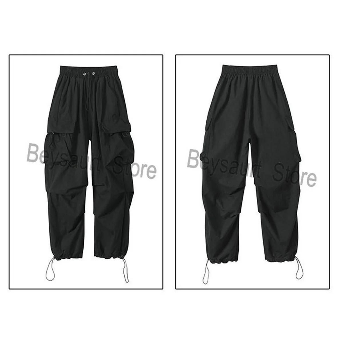 Streetwear 2024 printemps sarouel pantalons décontractés hommes taille élastique couleur unie Cargo 