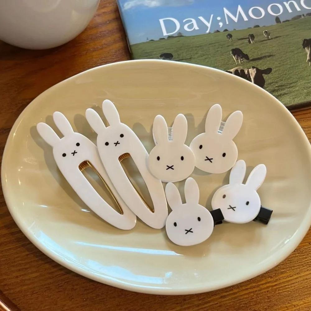 Pince de décoration de cheveux Miffy Kawaii Ins, pince à frange de princesse, lapin doux et Cool, co