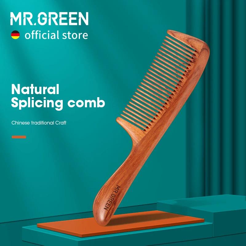 MR.GREEN – peigne à cheveux en bois naturel, Structure d'épissure, brosse à dents fines, antistatiqu