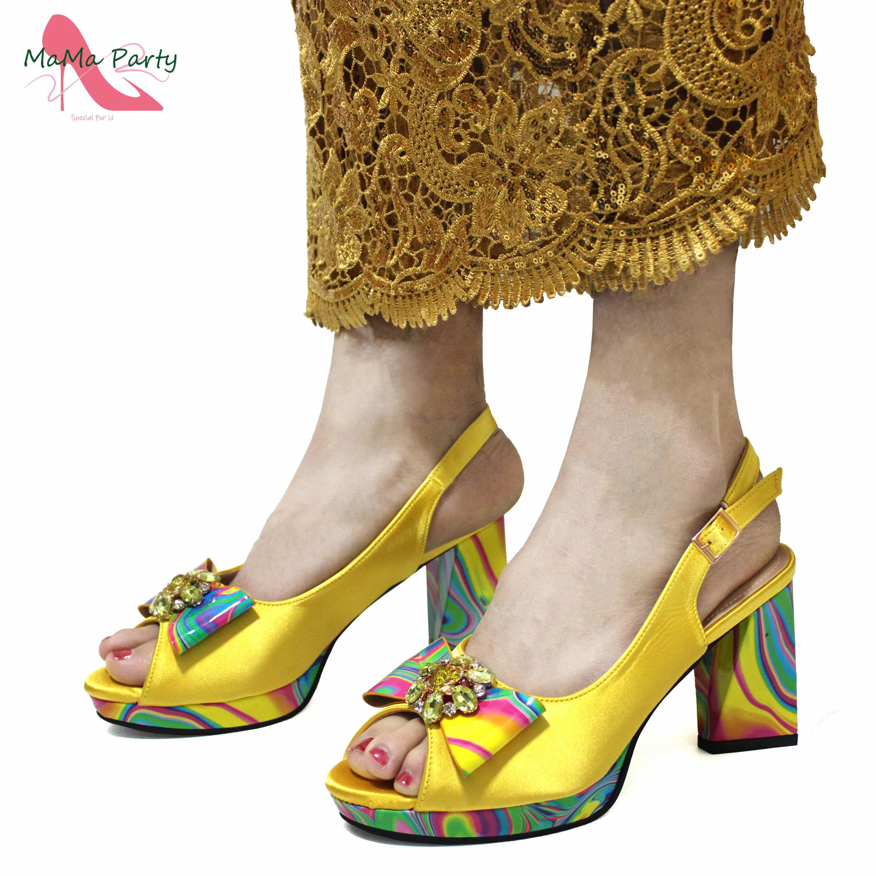 Chaussures Italiennes et Sac à Talons Super Hauts pour Femme, Sandales Africaines Jaunes pour ixde M