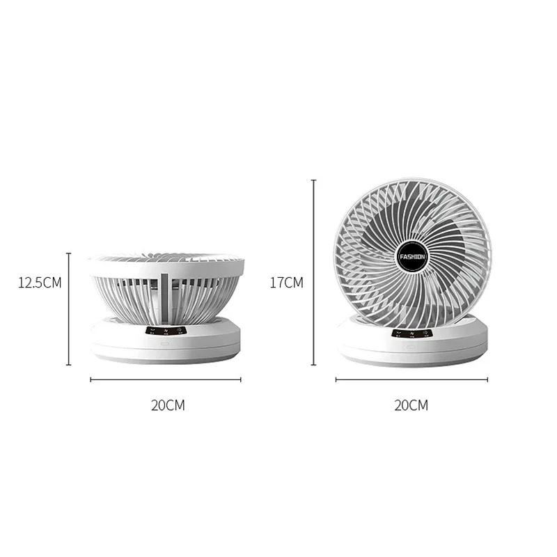Nouveau ventilateur de bureau pliable à tête oscillante, ventilateur électrique rechargeable portabl