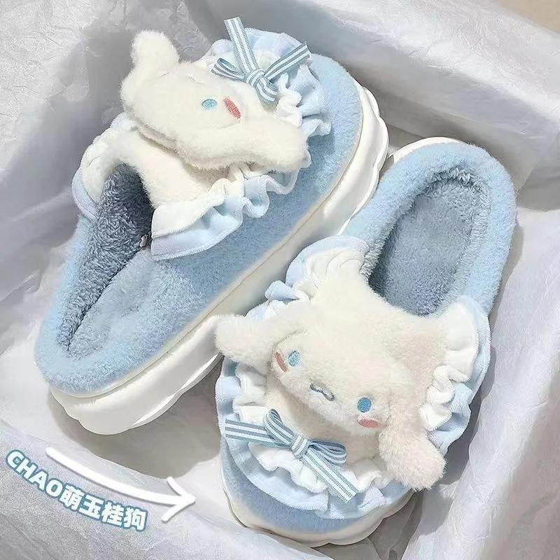 Sanrio Hello Kitty Kuromi cannelle pantoufles en coton dessin animé mignon hiver intérieur maison pa