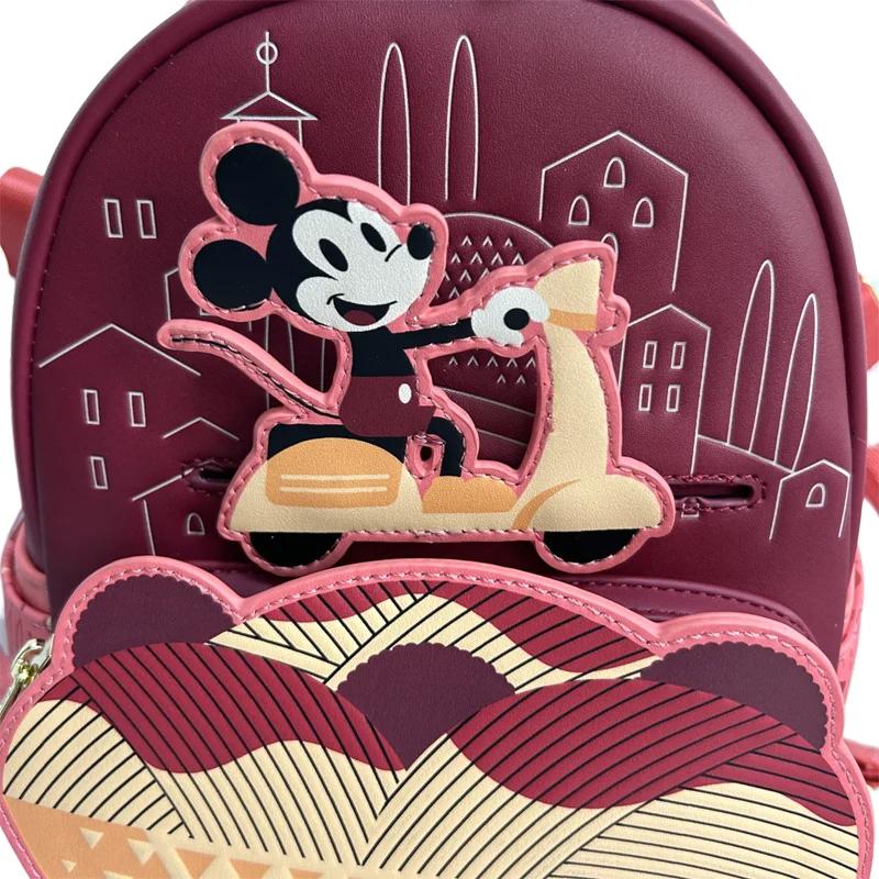 Sac à dos Loungefly Disney Mickey Mouse Ear en cuir PU pour femme, sac de voyage décontracté, mini s