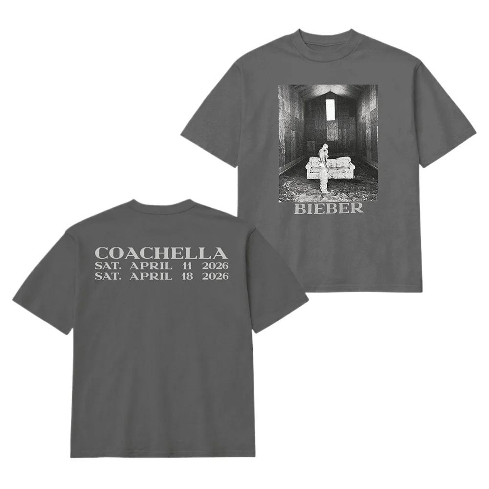 T-shirt unisexe Justin Bieber Coachella 2026, 100% coton, style vintage ample, tendance Y2k, pour ho