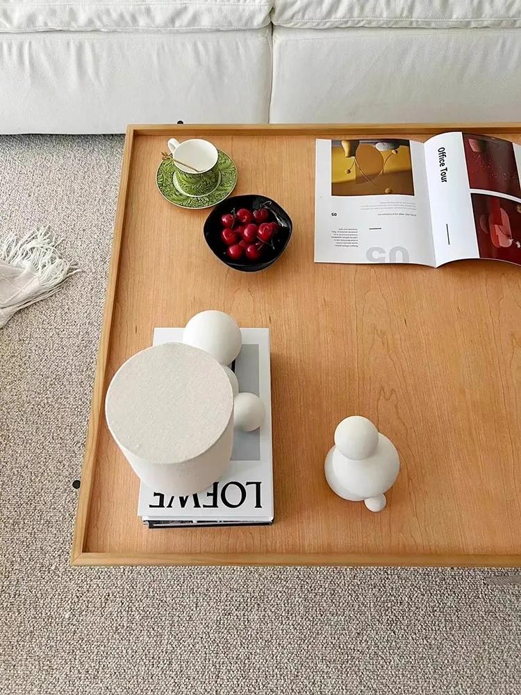 Table d'appoint en bois massif pour invités, Table à thé nordique moderne, simplicité légère, Design