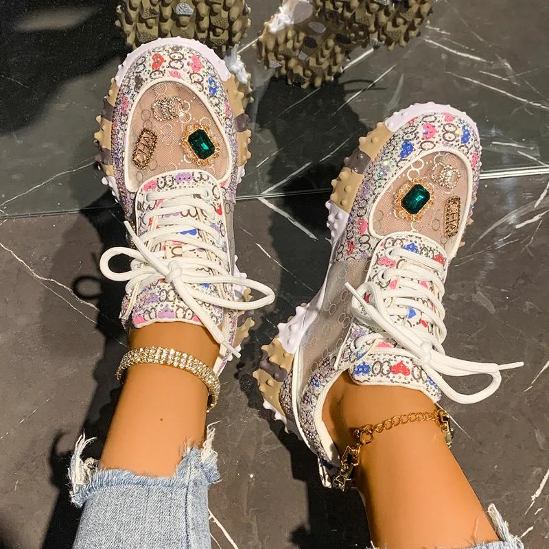 Baskets d'été pour femmes antidérapantes et respirantes, chaussures de sport en maille de créateur, 