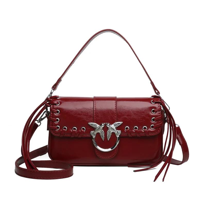 Nouveau sac d'oiseau d'hirondelle en cuir véritable avec sangle de chaîne épaule bandoulière sous le