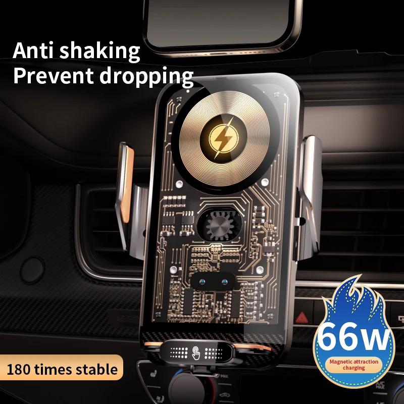 Support de téléphone portable pour voiture, chargeur sans fil 66W, Clip de ventilation Intelligent à