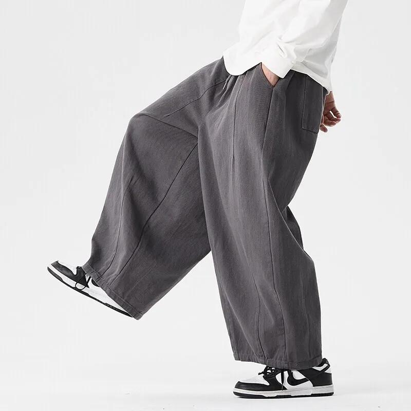 Pantalon à jambes larges pour hommes, confortable à porter, décontracté, sarun japonais, lanterne, c