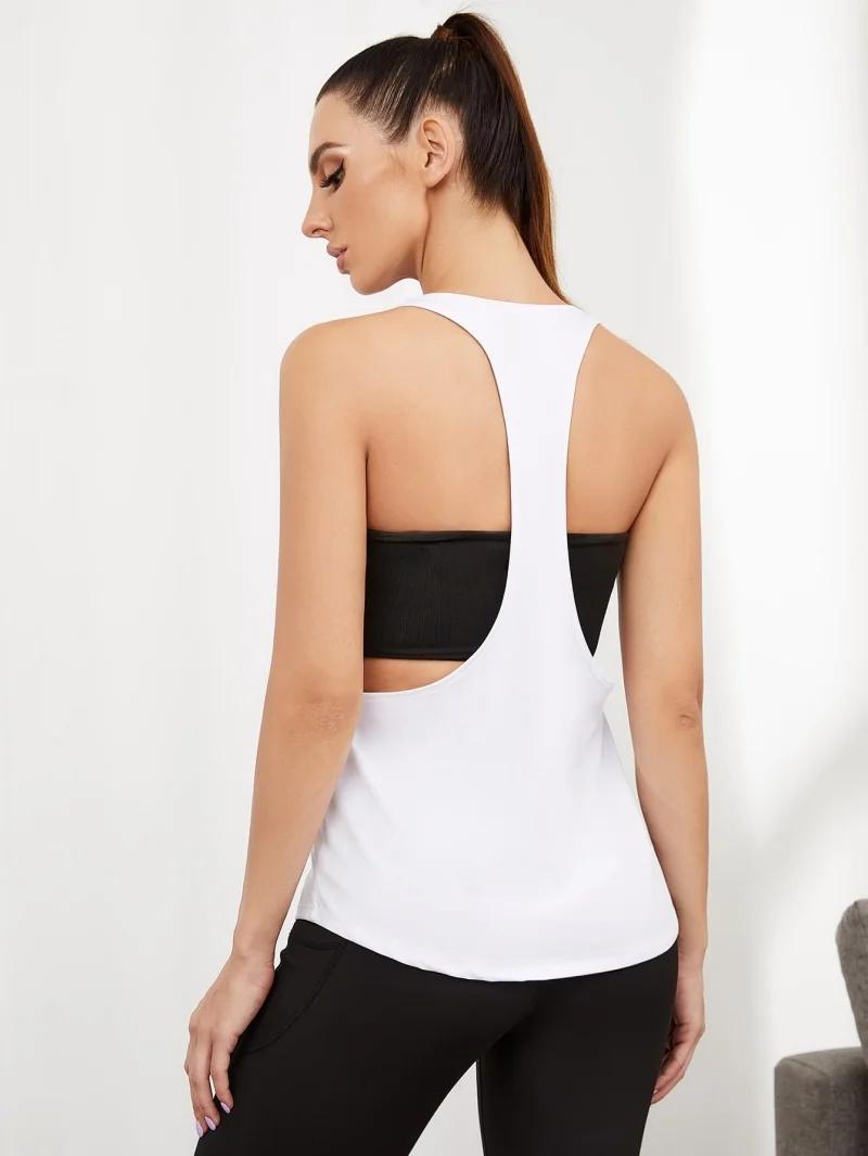 Blouse de Yoga Fitness pour Femme, Vêtement de dehors Solide, Creux, d'Été, Décontracté, pour la Mai