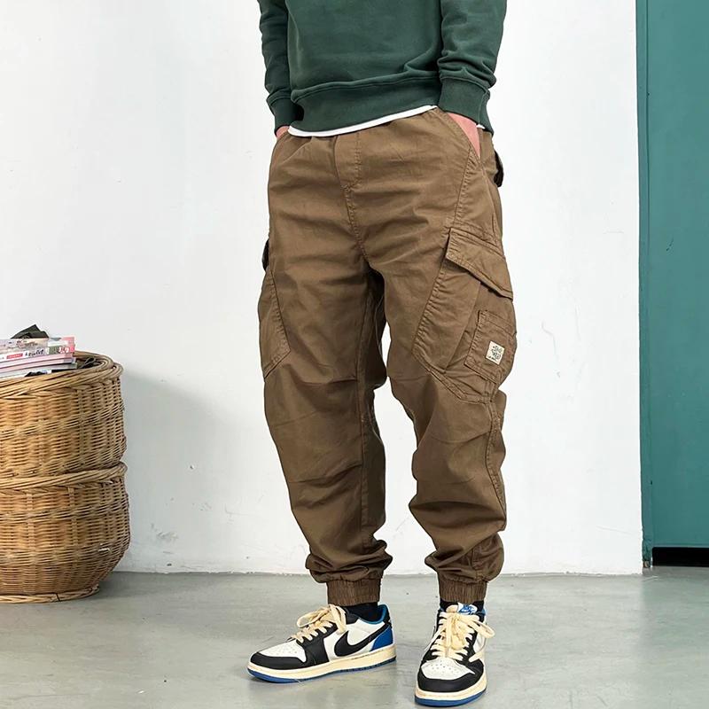 Pantalon Cargo Multi-Poches Vintage Américain pour Homme, Streetwear d'Extérieur, Jogging, Vêtements