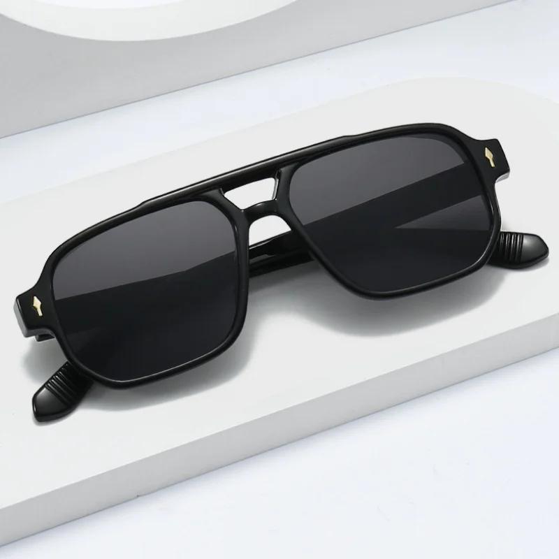 Lunettes de soleil carrées rétro à Double pont pour femmes et hommes, Design de luxe à la mode, Rive