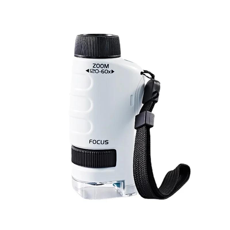 Microscope de poche pour enfants, Kit de jouets scientifiques 60-120x, Mini Microscope portatif éduc
