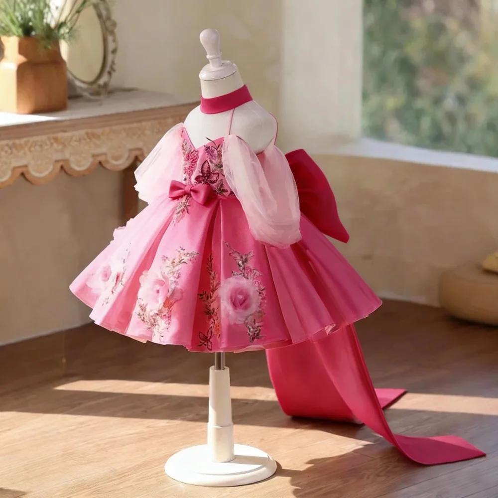 Robe de Princesse Florale pour Filles 2026 – Tenue de Cérémonie pour Anniversaire, Spectacle, Fête, 