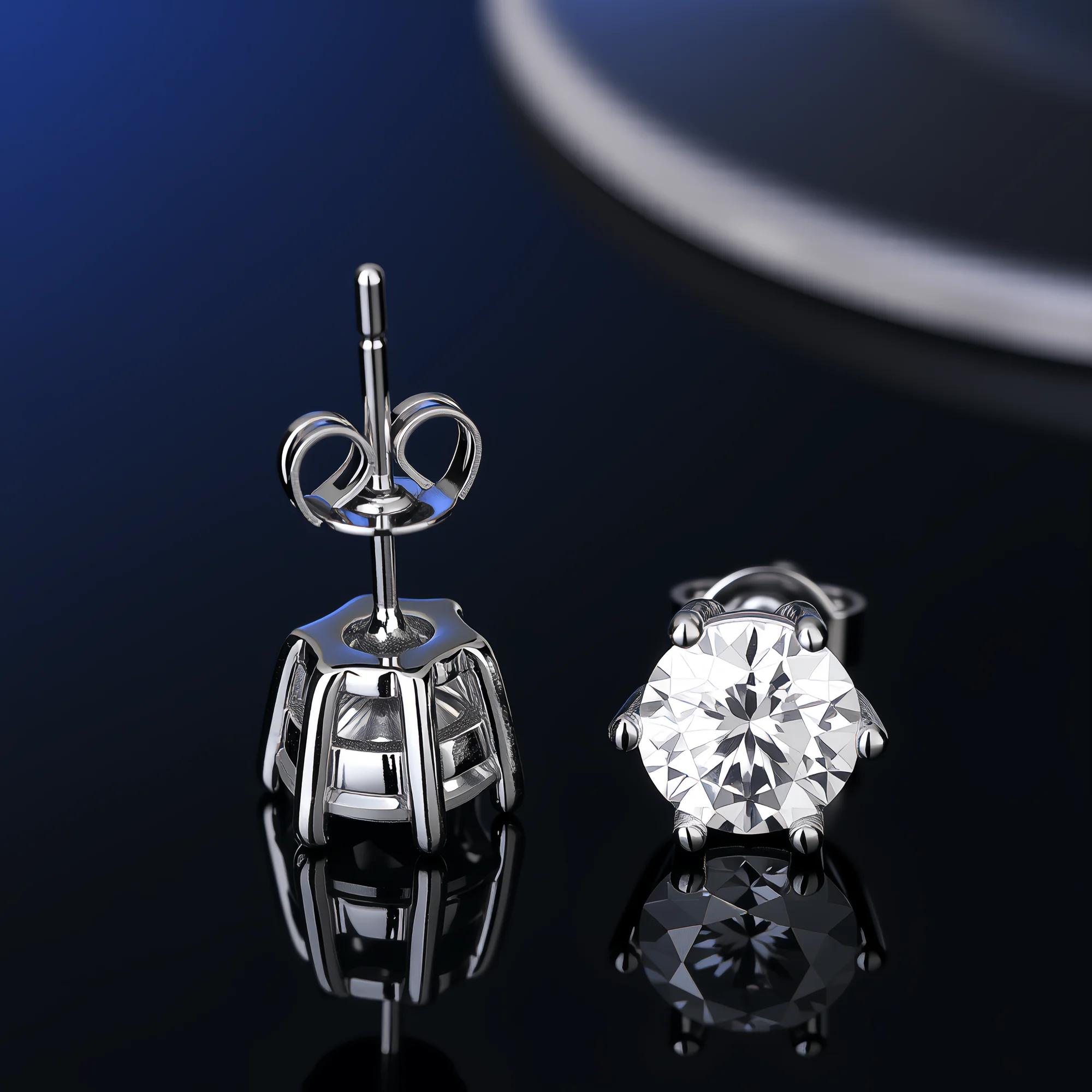 Boucles d'oreilles Moissanite en argent Sterling 100% véritable, avec 2 certificats D VVS1, stylo de