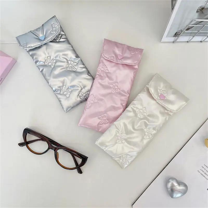 Étui à lunettes à nœud pour femmes, Portable, rembourré en coton, Anti-écrasement, sac de rangement 