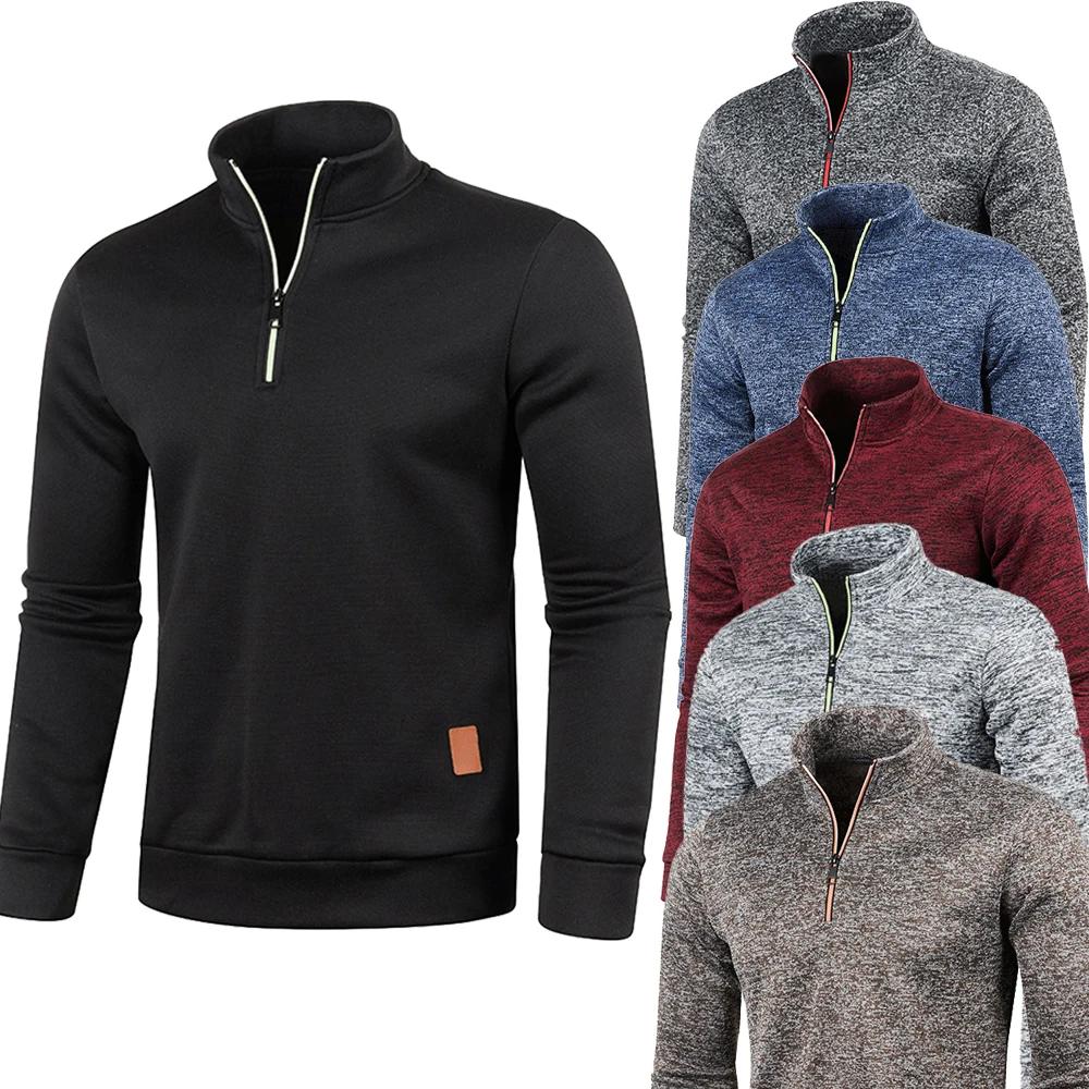 Sweat-shirt à col roulé pour homme, demi-fermeture éclair, pull décontracté, printemps-automne, mant
