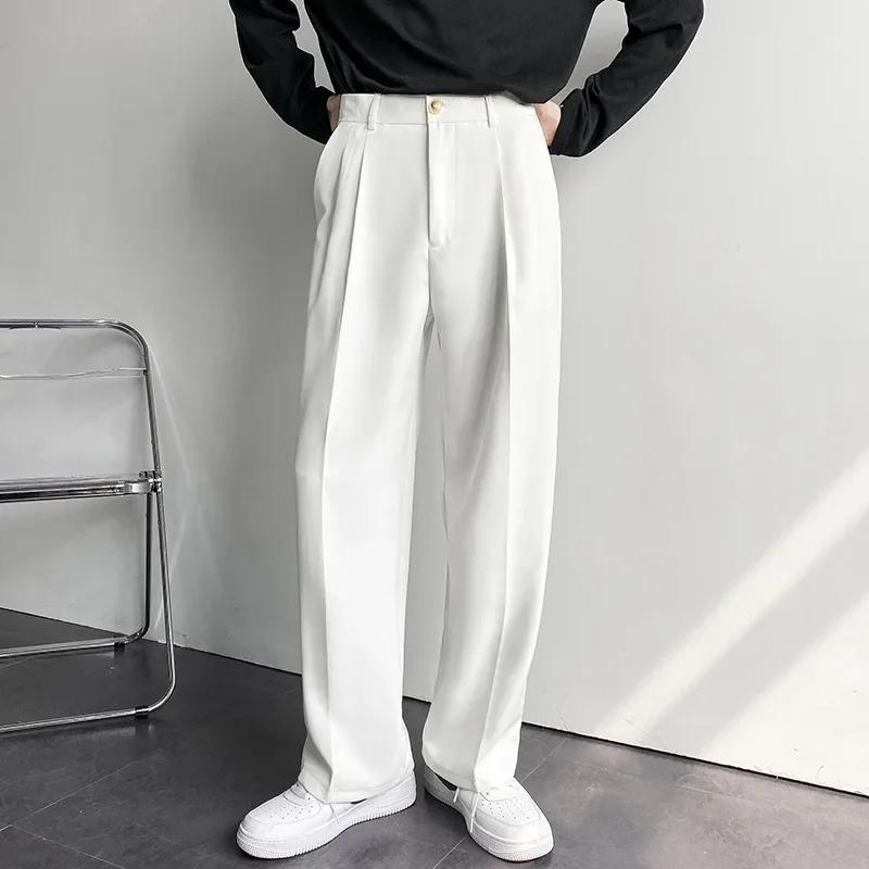 2025 nouveaux hommes pantalons droits mode coréenne costume ample pantalon décontracté drapé Baggy b