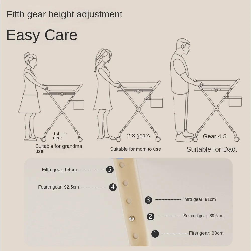 Table à langer pour bébé avec design multifonctionnel pliable, hauteur réglable, construction stable