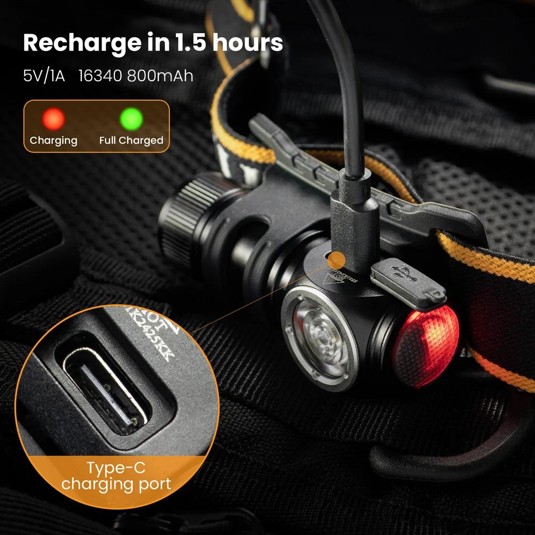 Sofirn HS10 USB C Rechargeable Mini 16340 lampe frontale 1100lm TN-3535 90CRI Angle lampe de poche o