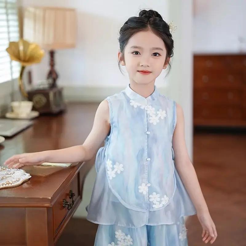 Ensembles de vêtements d'été pour bébés filles, tenues pour enfants, vêtements sans manches et panta
