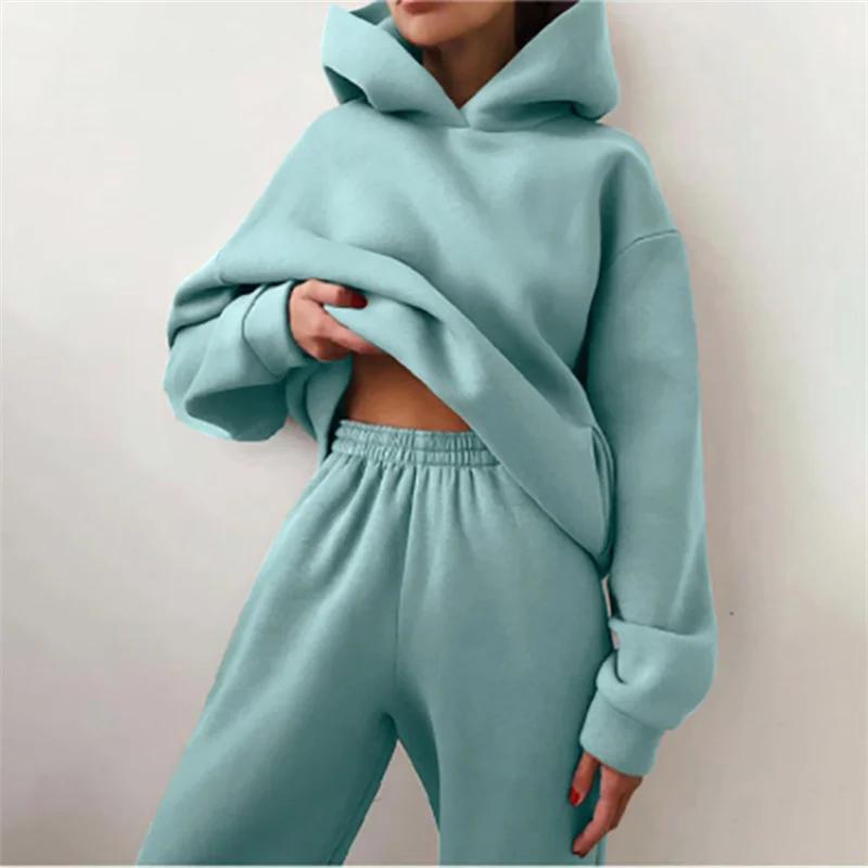 Sweat à capuche PVD deux pièces pour femme, sweat à capuche décontracté, pulls monochromes, ensemble