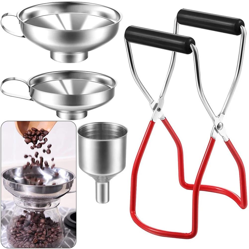Entonnoir de mise en conserve avec poignée, 4 pièces, lève-pot de conserve en acier inoxydable, ento