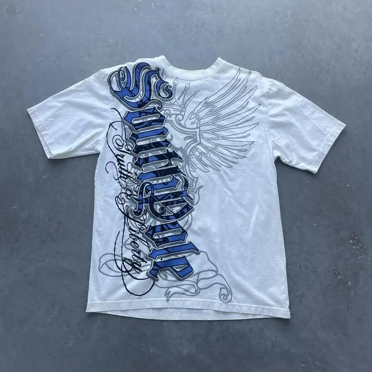 Hip Hop T-Shirt Streetwear femmes Vintage graphique Style américain mode Baggy pur hauts loisirs Cou
