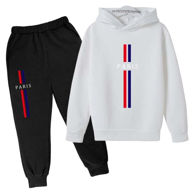 Ensembles de vêtements pour enfants, garçons et filles, 2 pièces, sweat-shirt + pantalon, imprimé Pa