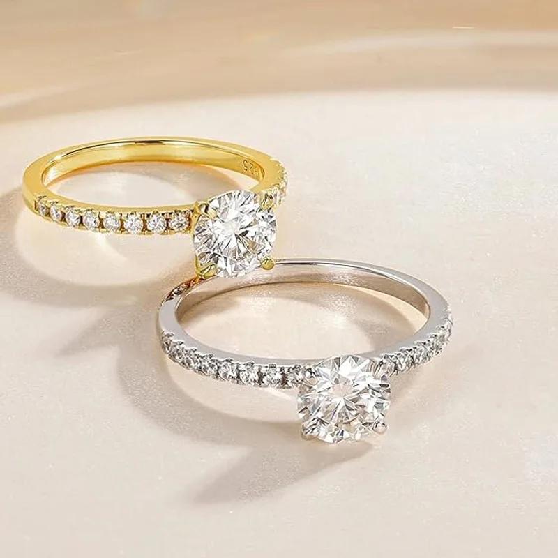 Bague solitaire en Moissanite certifiée Lnngy, 8mm, 2ct, en or 14K, pour femmes, bijoux de fête de m