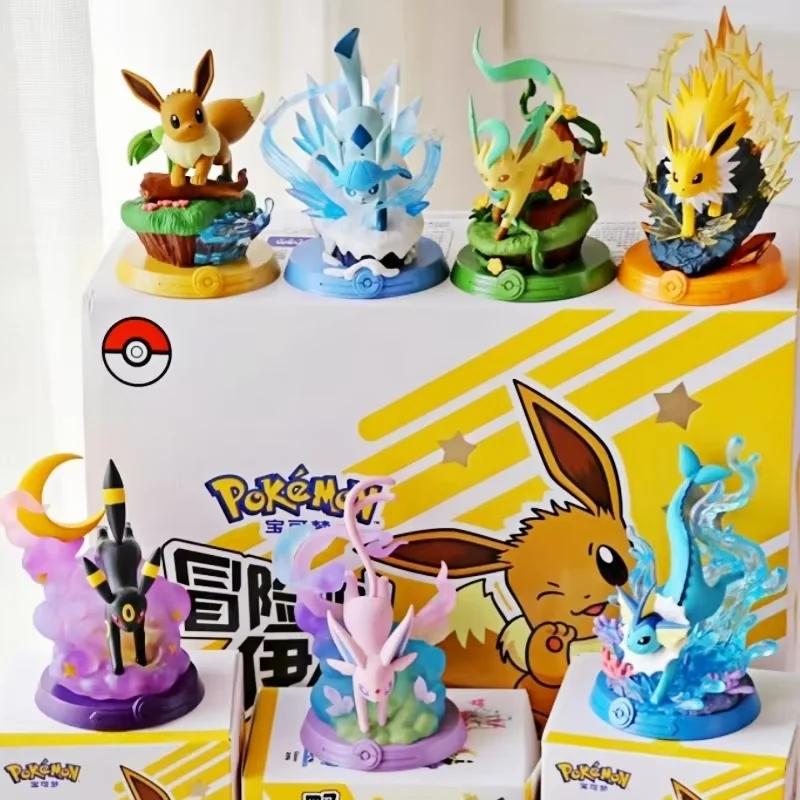 Anime Pokemon funisme aventure Eevee costume de famille boîte aveugle Jolteon Sylveon figurine Colle