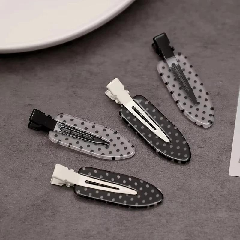 Barrettes à cheveux en acrylique à pois noirs et blancs, minimalistes, maintien sûr, adaptées à un u