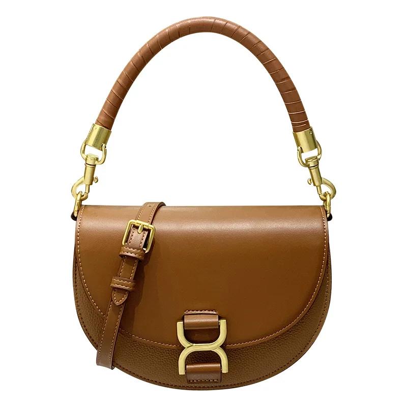Sac à main en cuir élégant et simple pour femme, sac de créateur parisien haut de gamme populaire, s