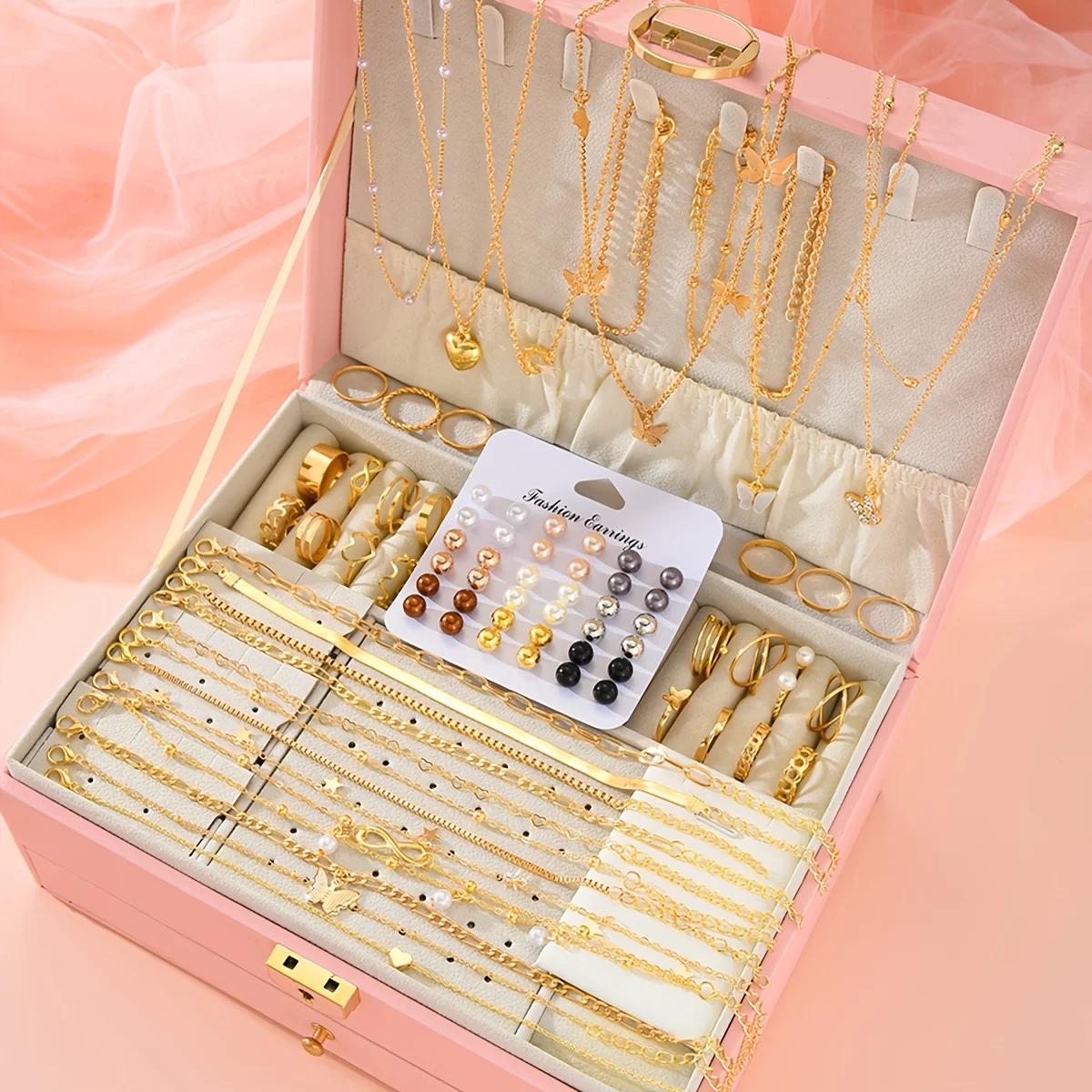 83 pièces élégant perle géométrique boucles d'oreilles collier Bracelet bague ensemble de bijoux pou