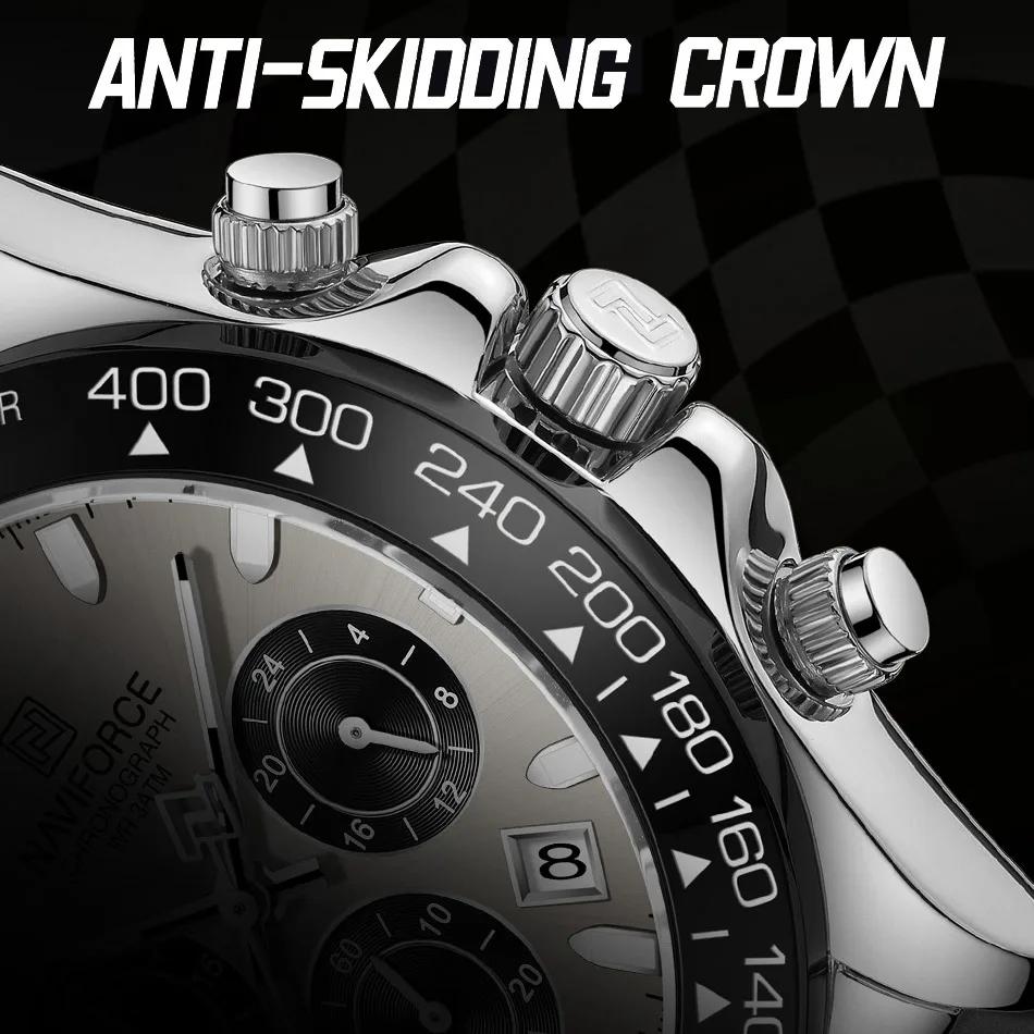Montre décontractée pour homme NAVIFORCE, étanche, sportive, à quartz, bracelet en silicone, chronog