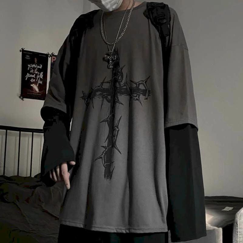 Hommes t-shirts automne hommes vêtements anime décontracté à manches longues surdimensionné Y2K T-Sh