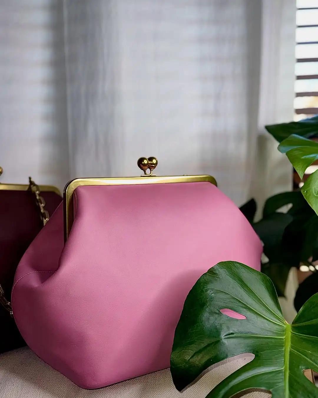 LOST IN VINTAGE sac en cuir artificiel grandes boules baiser-lock grande grande pochette sac à main 